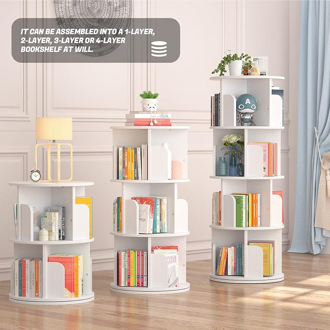 Aheaplus Rotating Bookshelf, Small Corner Bookshelf - Image 5
