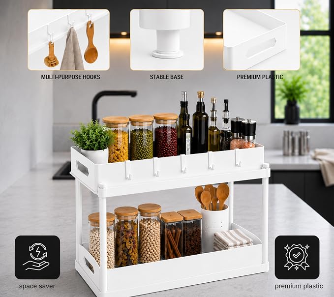Expandable Under Sink Organizer_2 Tier Under Cabinet Organizer - Image 6
