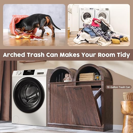 Arch Tilt-Out Trash Can Cabinet, Fluted Kitchen Trash Can 10 Gallon - Image 5