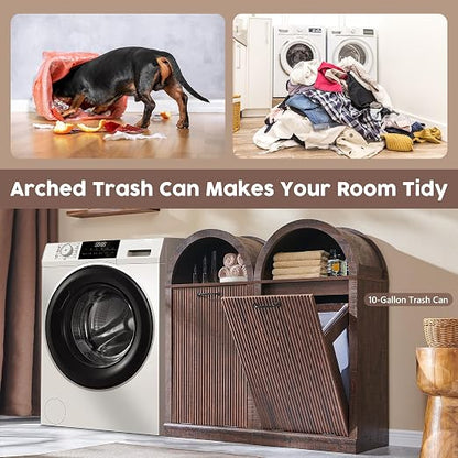 Arch Tilt-Out Trash Can Cabinet, Fluted Kitchen Trash Can 10 Gallon - Image 5