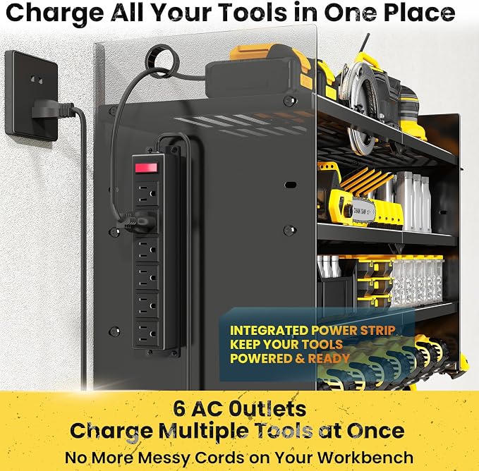 Hipidian Adjustable Power Tool Organizer Wall Mount - 650lb Capacity 4 Layer - Image 2