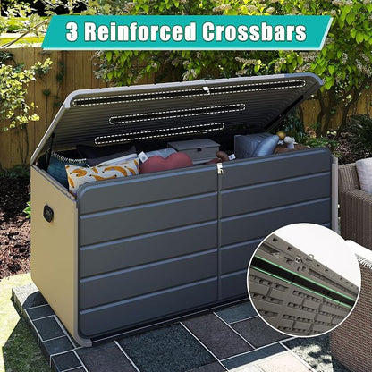Domi 200 Gallon Resin Deck Box, Waterproof & UV-Resistant Outdoor Large Storage - Image 5