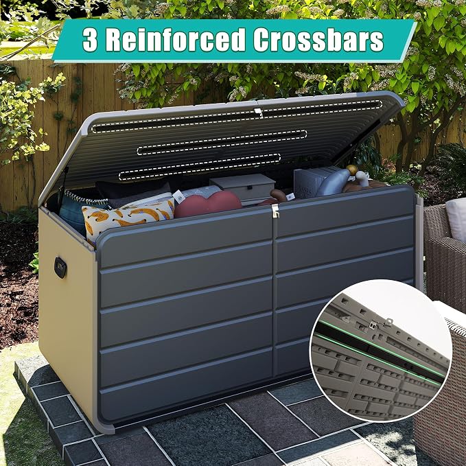 Domi 260 Gallon Resin Deck Box, Waterproof & UV-Resistant Outdoor Large Storage - Image 5