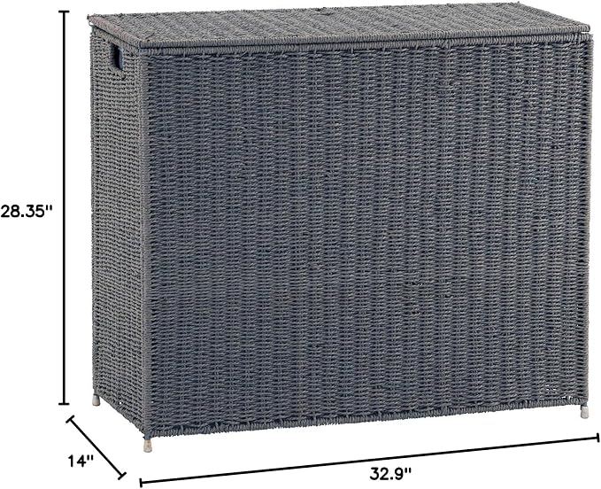 Household Essentials 3‑Compartment Seagrass Laundry Sorter Wicker Hamper - Image 8