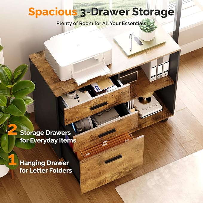VINGLI 3 Drawer Wood Lateral File Cabinet - Image 4