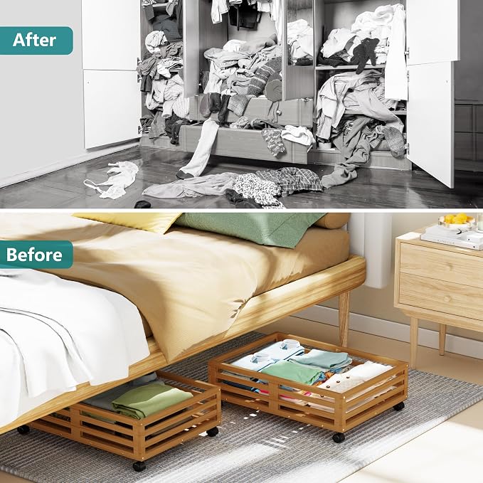 Bamboo Under Bed Storage Containers- Underbed Organizer - Image 6