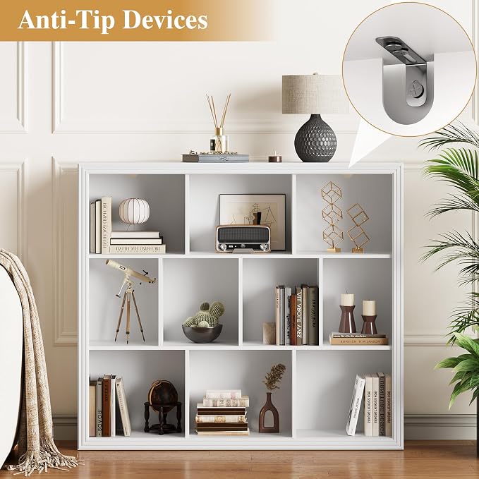 Book Shelf with 10-Cube, 43” Wide Bookshelf with Anti-Tip Device, 38” Tall Open - Image 4
