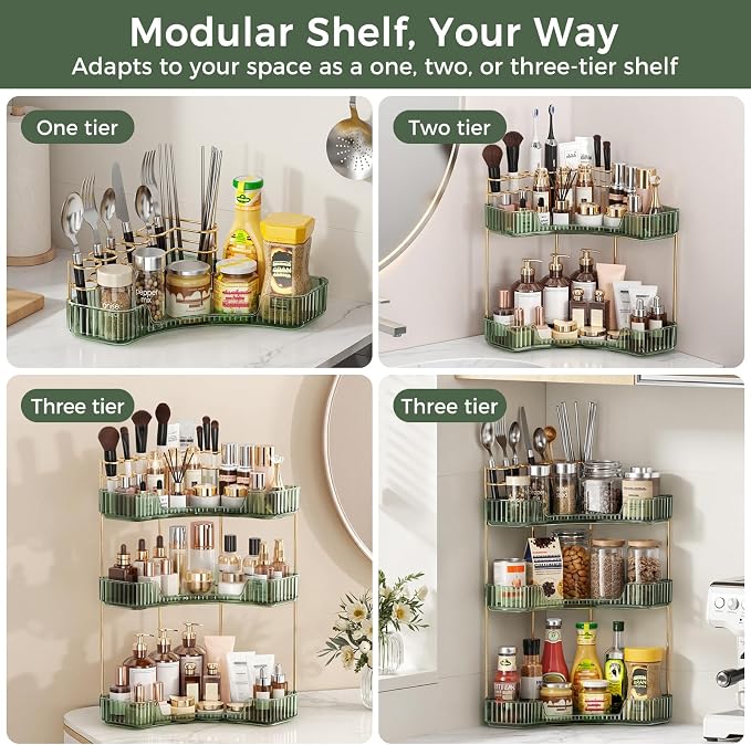 BEFSOP Corner Bathroom Counter Organizer, Upgraded 3-Tier Makeup Organizer - Image 6