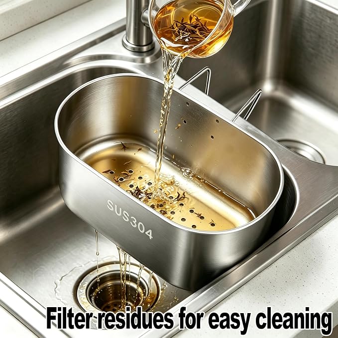 Stainless Steel Sink Drain Strainer Basket, Quick Drain Hanging Sink Strainer - Image 4