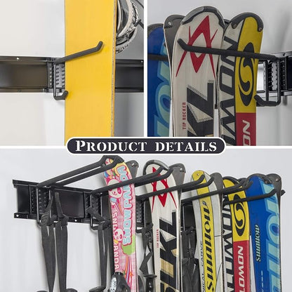 WALMANN Garage Storage Organization System Ski Wall Rack Up to 10 Pairs of Skis - Image 5