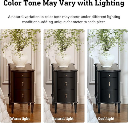 STO'SENSE Nightstand w/Charging Station & 3 Drawers, Pre-Assembled, Vintage - Image 9