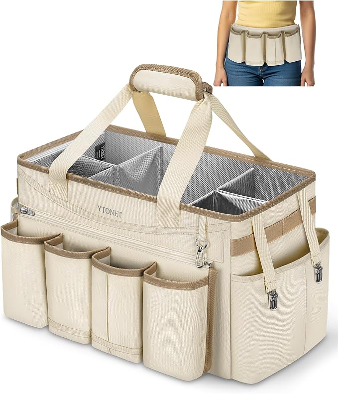 Ytonet Cleaning Caddy Bag with Detachable Apron, Extra Large Cleaning Supplies by YTONET