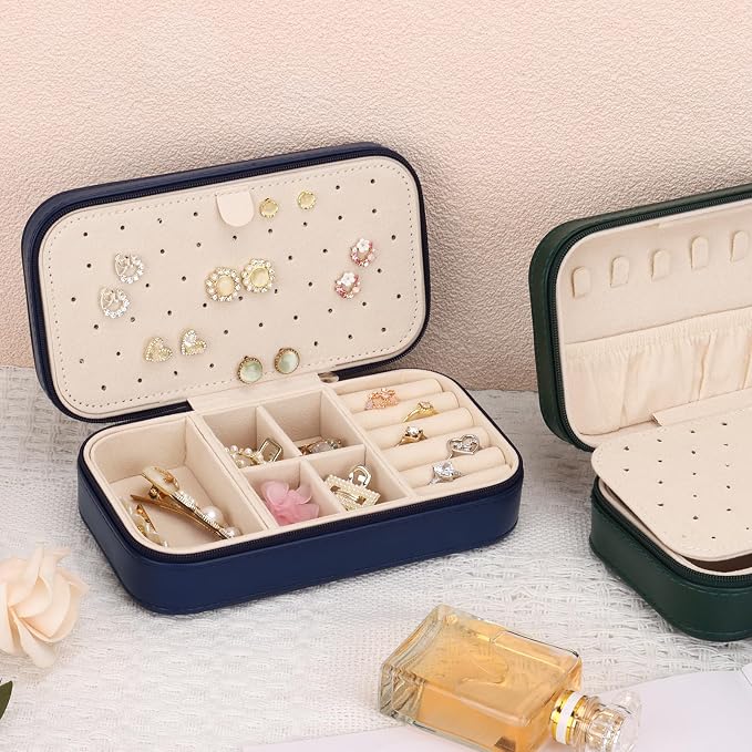 DesignSter Travel Jewelry Box, PU Leather Portable Jewelry Case, Small Jewelry - Image 5