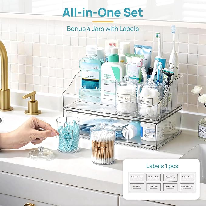 Vtopmart 6 PCS Bathroom Countertop Organizer, 1 Divided Tray - Image 2