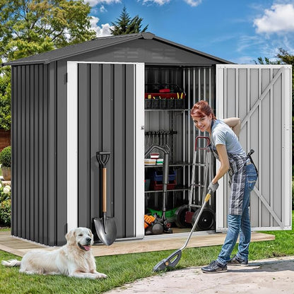 DWVO 6x4ft Metal Outdoor Storage Shed, Lockable Tool Storage Sheds, Oversized - Image 2