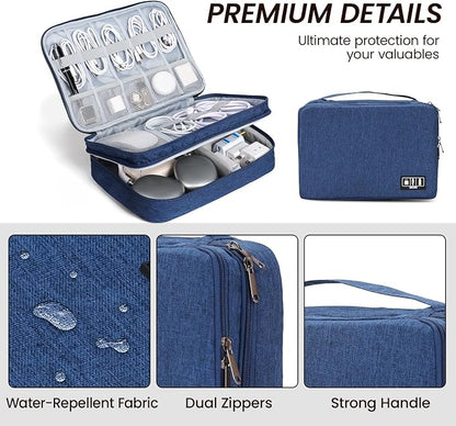 Large Electronic Organizer Travel Case, Double Layer Tech Pouch - Image 3