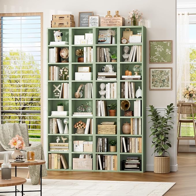 FOTOSOK Bookshelf Bookcase 8-Tier Narrow Bookshelf Tall CD Media Tower Rack | - Image 5