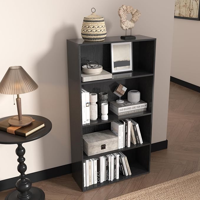 4 Tier Book Shelf, 4 Cube Storage Organizer, 4 Tier Low Bookcase Storage - Image 6