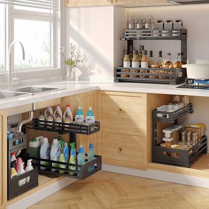 2-Pack 17"Deep Under Sink Organizer And Storage, 2-Tier L-Shaped Pull Out - Image 7