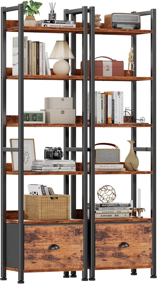 Furologee Book Shelf Set of 2, 6 Tier Tall Shelf by Furologee