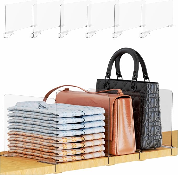 Yieach 6 Pack Acrylic Shelf Dividers by Yieach