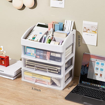Desk Organizer with Drawers, 3 Drawers Storage Organizer, Desktop Storage - Image 3