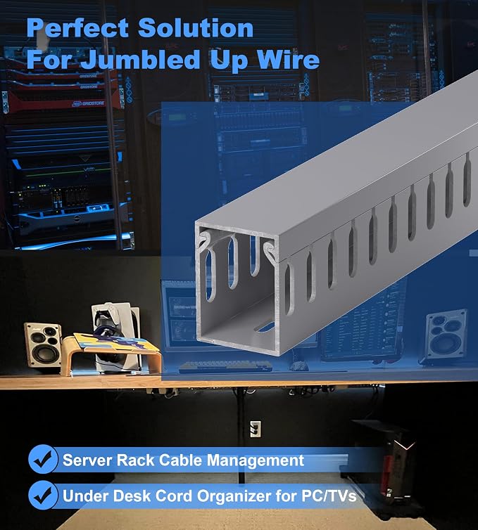 94.5in Professional Server Rack Cable Management Raceway, H1.6in x W1.2in Cable - Image 5