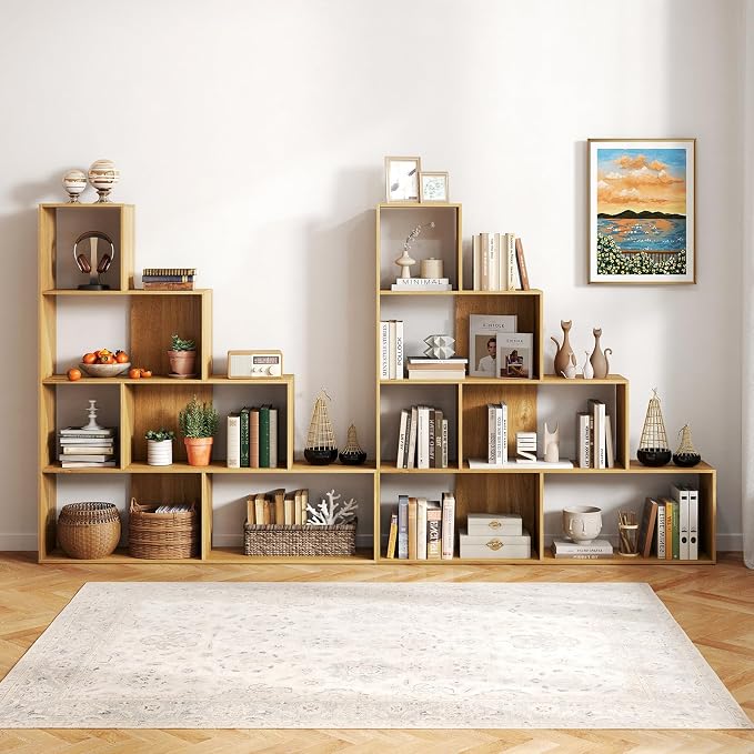 Tangkula 4-Tier Stepped Bookshelf, Freestanding 6 Cubes Ladder Bookcase - Image 5