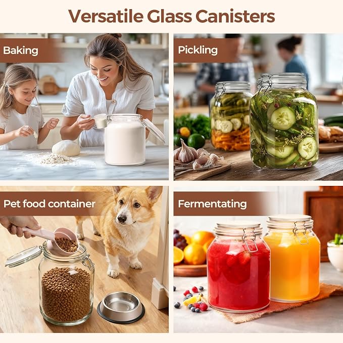 ComSaf Glass Jars with Airtight Lid 0.7 Gallon, Wide Mouth Mason Jars, Canning - Image 6