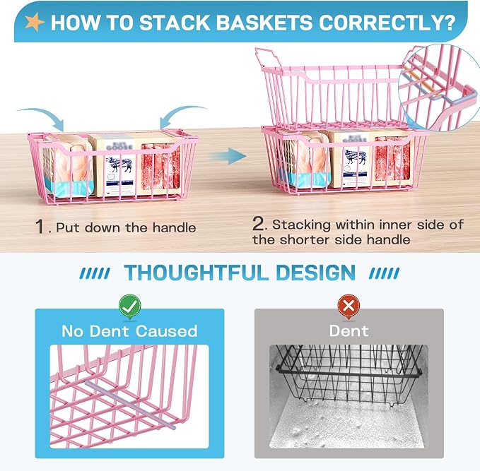 SUNALLY Freezer Organizer Bins, 4 Pack Stackable Chest Freezer Organizer - Image 3