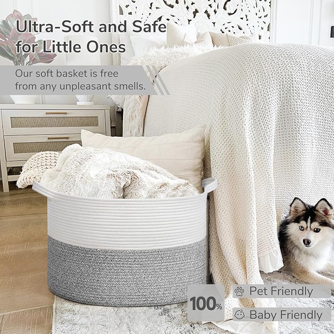 INDRESSME Large Blanket Basket, Laundry Toy Storage Baskets, Decorative Woven - Image 5