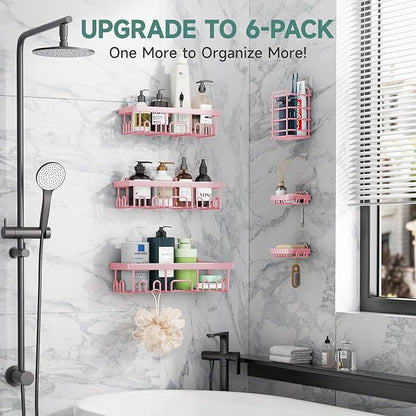 Veken Large Capacity Shower Caddy 6-Pack, No Drilling & Rustproof, Adhesive - Image 6