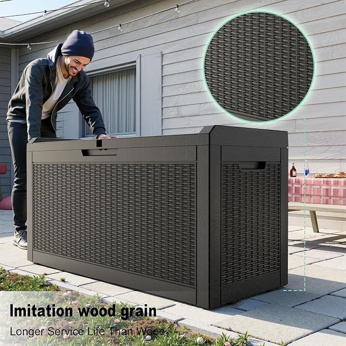 60 Gallon Deck Box, Resin Outdoor Storage Box - Image 3