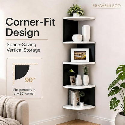No-Drill Corner Shelf Wall Mount, 5-Tier Floating Corner Bookshelf - Image 5