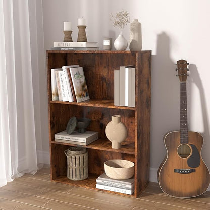 Wooden 3 Cube Storage Organizer, 3 Tier Low Bookcase Storage Display Organizer - Image 7