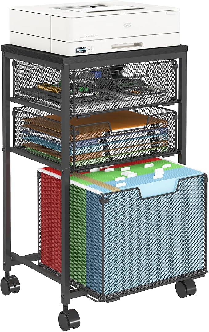Sbanmao Rolling File Cart with 3 Drawers, Filing Cabinet, Hanging Folder Holder - Image 8
