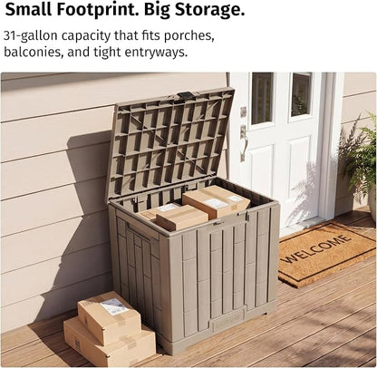 EAST OAK Outdoor Storage Box, 31 Gallon Deck Box, Waterproof Resin Storage Bin - Image 9