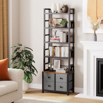 5 Tier Bookshelf, Modern Bookcase - Image 2