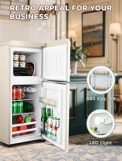 Fridge with Freezer, 3.2 Cu.Ft Retro Double Door Refrigerator with 7 Level - Image 5