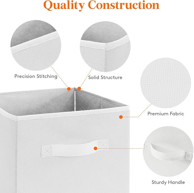 Lifewit Storage Cubes, 11 Inch Organizer Bins, 18L White, 6 Packs | Foldable - Image 3