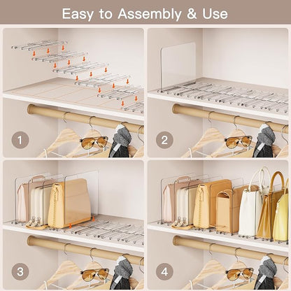 Criusia Adjustable Closet Purse Organizer Rack – 28.8" Extra-Long Shelf Divider - Image 5