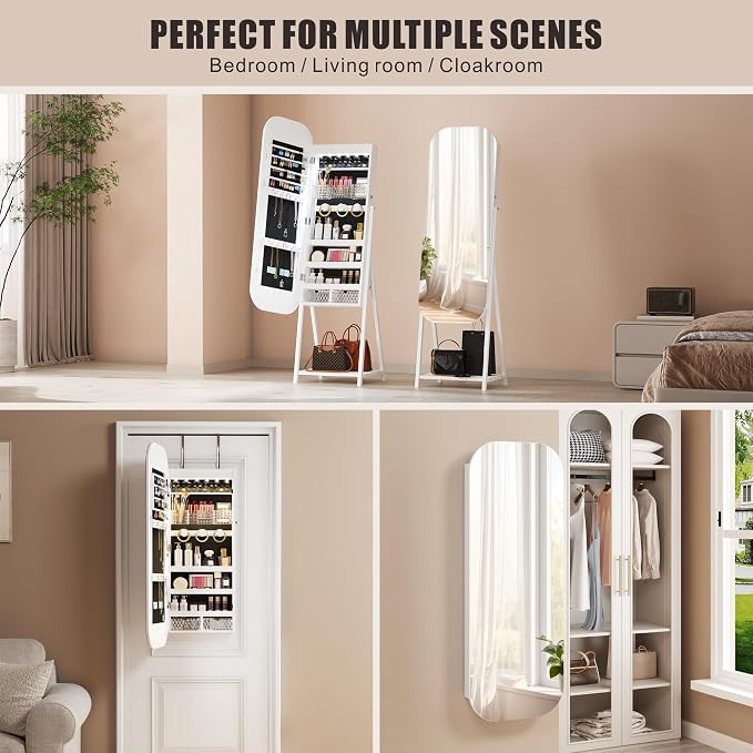 6 LED Mirror Jewelry Cabinet - Image 7