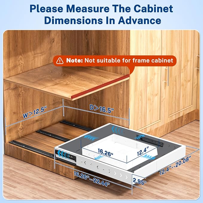 Insputer Pull Out Cabinet Organizer Expandable W & D, Slide Out Drawers - Image 6