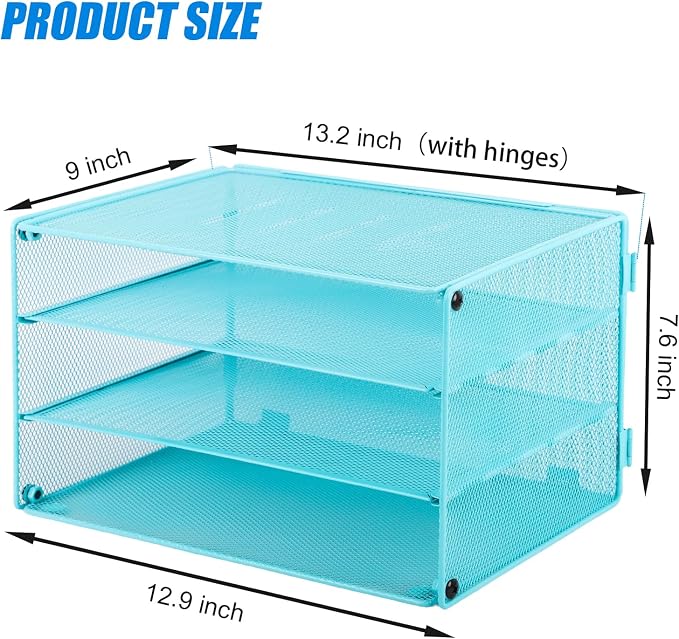EASEPRES Paper Organizer Tray, 3 Tier Mesh Desk File Organizer Letter Sorter - Image 2