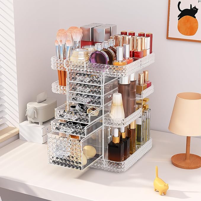 360 Rotating Makeup Organizer for Vanity, Large Skin Care Organizer - Image 9
