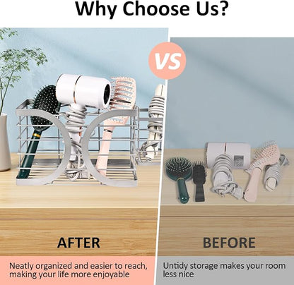 Elegant Light Gray Wall Mounted Hair Dryer Holder - Image 6