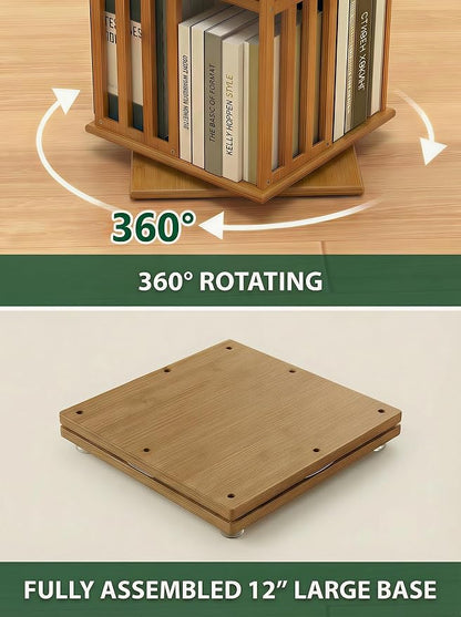 Lauxery 6-Tier Bamboo Rotating Bookshelf Tower, 74.8 in | Easy Assembly - Image 5