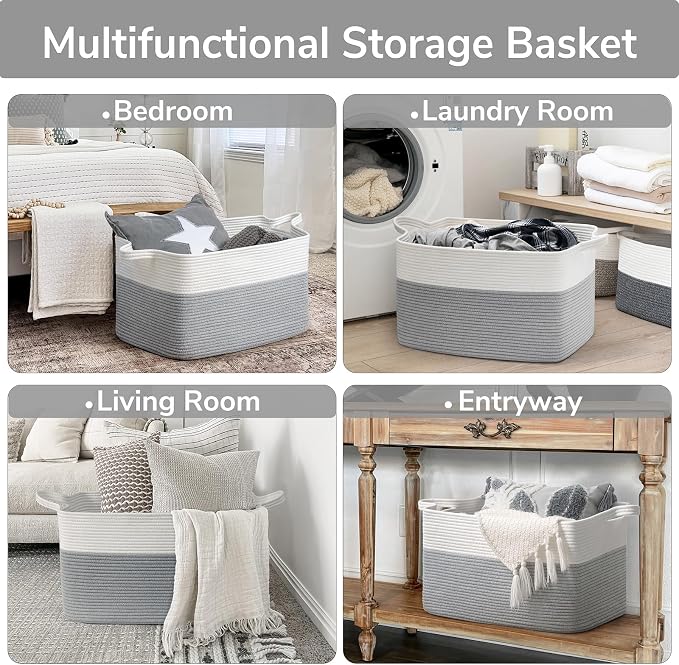 Goodpick Large Toy Storage Basket, Woven Storage Basket - Image 4