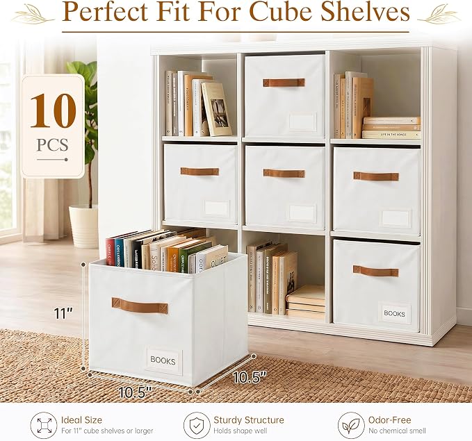 Storage Cubes 10 Pack, 11 Inch Fabric Storage Cubes Organizer Bins - Image 2