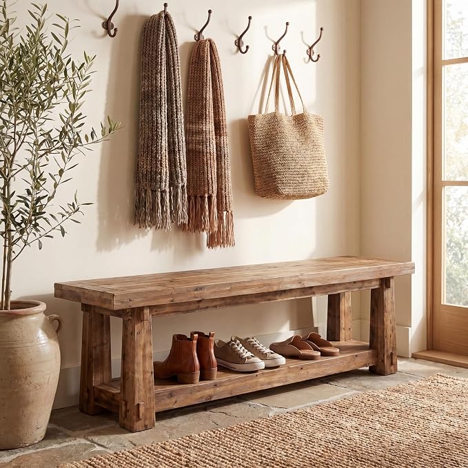 55'' Solid Wood Entryway Bench by TribewoodbyTribesigns
